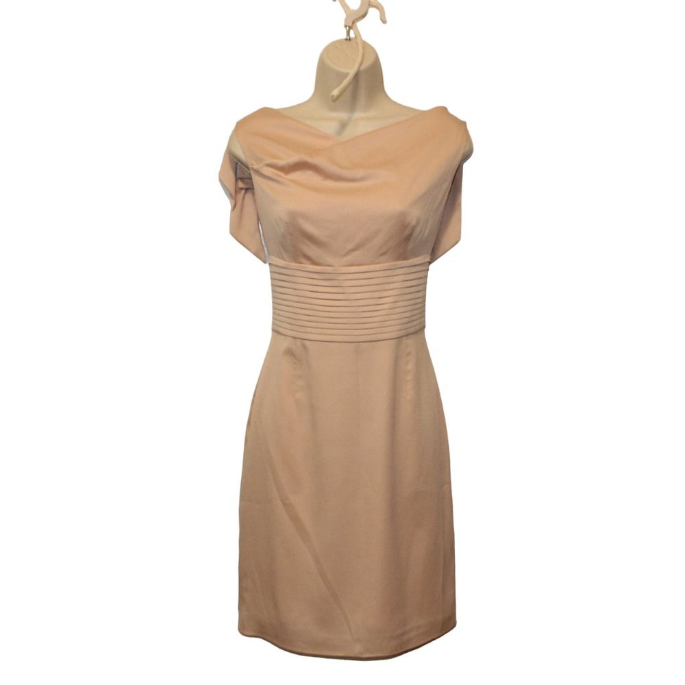 Antonio Melani Pastel Pink Sleeveless Mini Dress w/Ties Ribbed Cowl Neck Sz 2